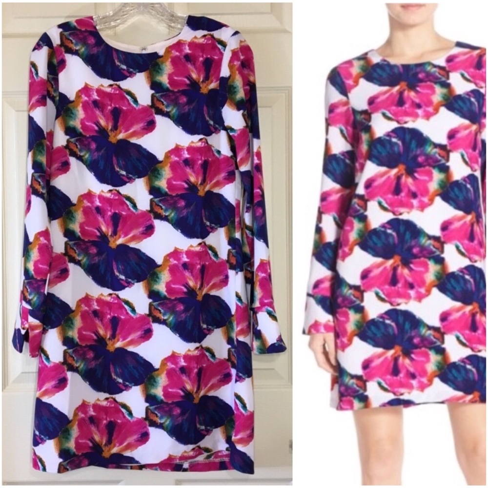 Chelsea28 | Pink Pansy Crepe Shift Dress